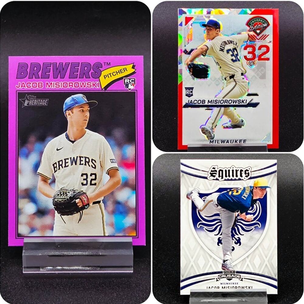 Jacob Misiorowski Squires Holo Prizm Ice Purple RC Milwaukee Brewers Rookie